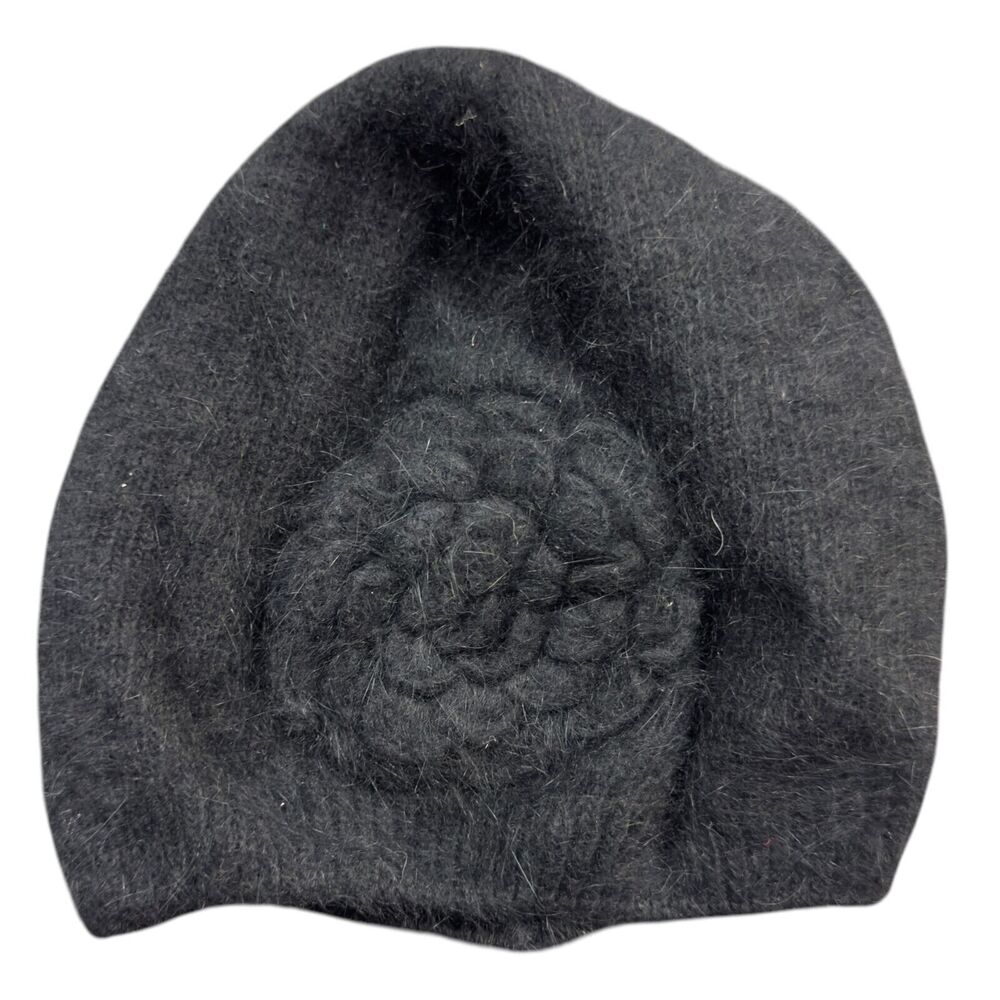 H&M Womens Winter Warm Handmade Cozy Beanie Hat Black One Size Wool Blend